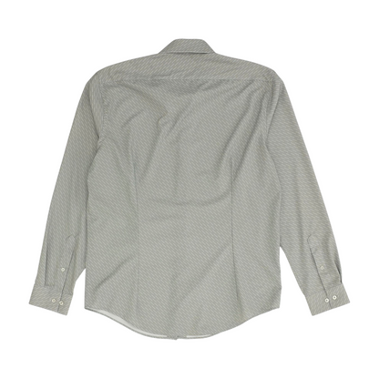 Gray Print Long Sleeve Button Down
