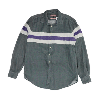 Gray Color Block Flannel Button Down