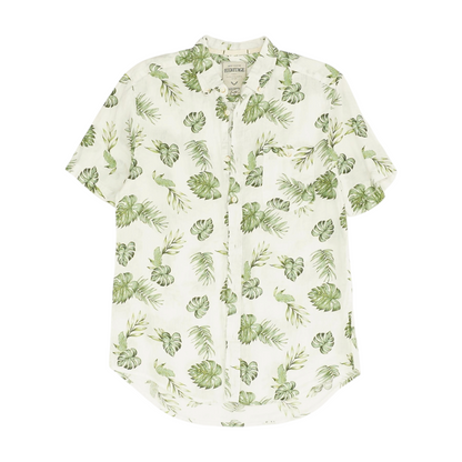 Green Graphic Short Sleeve Button Down