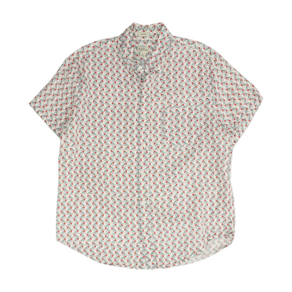 Gray Print Short Sleeve Button Down