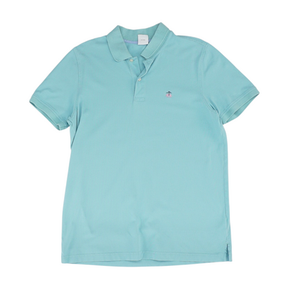 Blue Solid Short Sleeve Polo