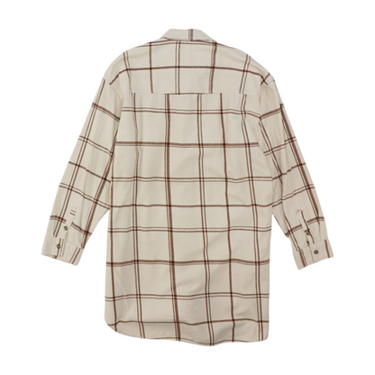 Beige Plaid Flannel Button Down