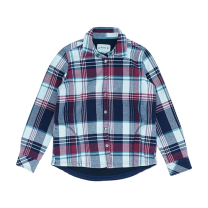 Navy Plaid Flannel Button Down