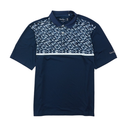 Navy Abstract Short Sleeve Polo