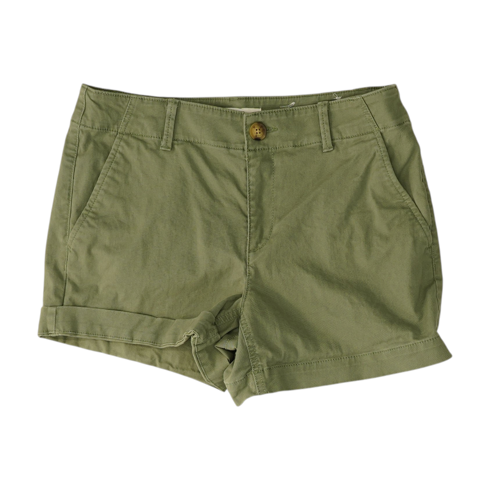 Green Solid Chino Shorts