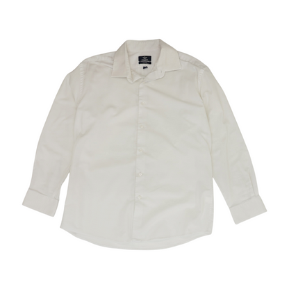White Solid Long Sleeve Button Down