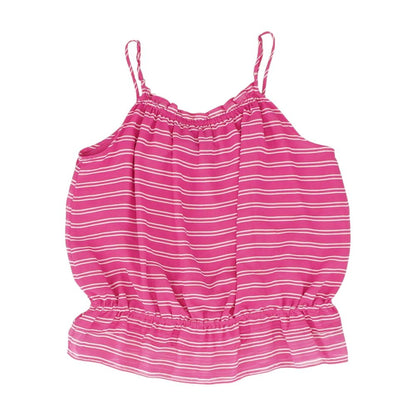 Pink Striped Sleeveless Blouse