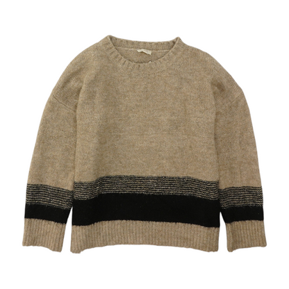 Tan Color Block Pullover Sweater