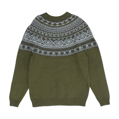 Green Print Pullover Sweater