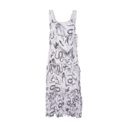 White Graphic Midi Dress