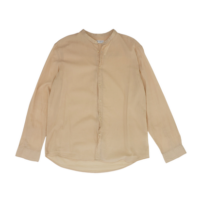 Beige Solid Long Sleeve Button Down