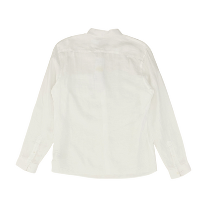 White Solid Long Sleeve Button Down