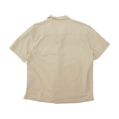 Cream Solid Short Sleeve Button Down