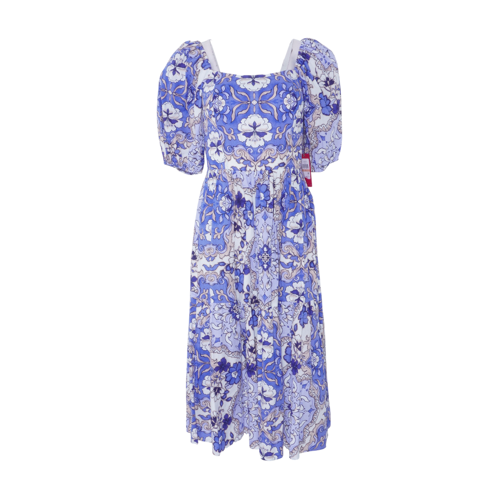 Blue Floral Midi Dress
