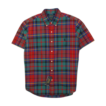 Red Plaid Short Sleeve Button Down