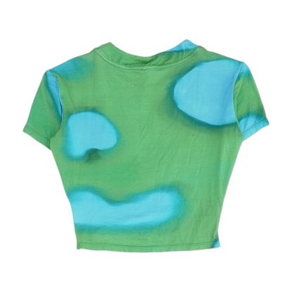 Green Tie-Dye Cropped Blouse