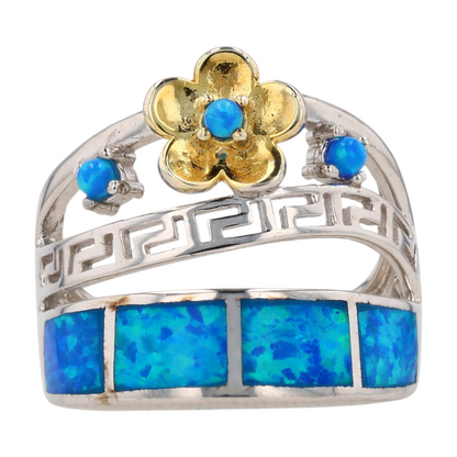 Sterling Silver Synthetic Opal Fashion Ring