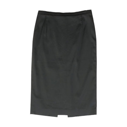 Vintage Black Solid Midi Skirt