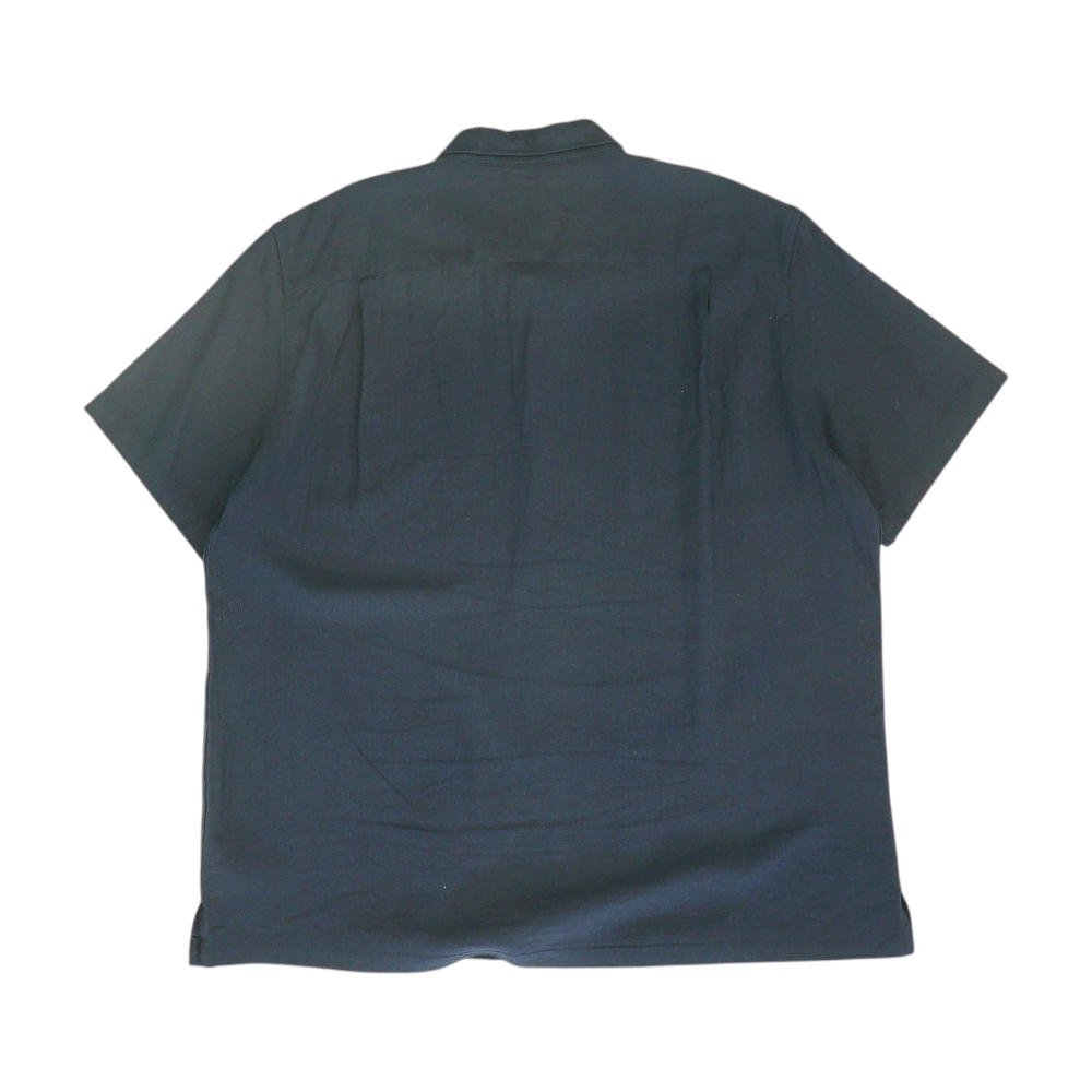 Navy Solid Short Sleeve Button Down
