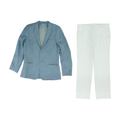 Blue Solid 2pc Suit