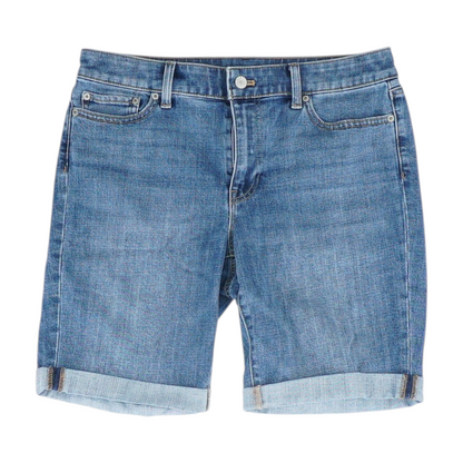 Blue Solid Denim Shorts