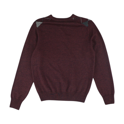 Maroon Argyle Pullover Sweater