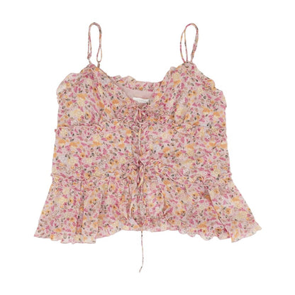 Pink Floral Sleeveless Blouse