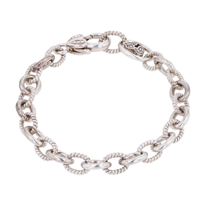 Sterling Silver Cubic Zirconia Chain Bracelet