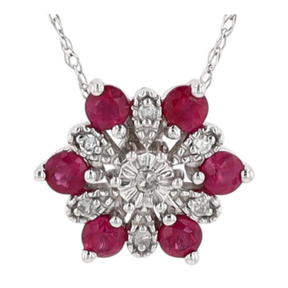 1/3 ctw 14K White Gold Ruby Pendant Necklace