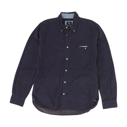 Navy Abstract Long Sleeve Button Down