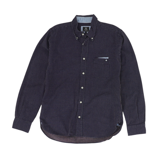 Navy Abstract Long Sleeve Button Down