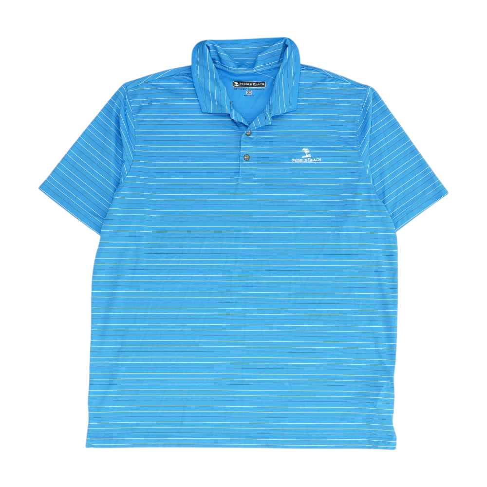 Blue Striped Short Sleeve Polo