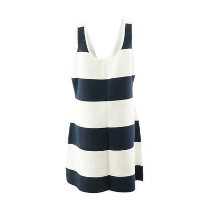 Navy Petite Striped Midi Dress