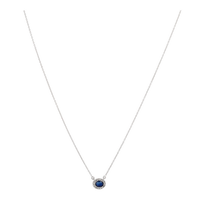 1/4 ctw 10K White Gold Sapphire Station Necklace