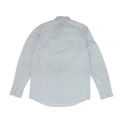 Blue Solid Long Sleeve Button Down