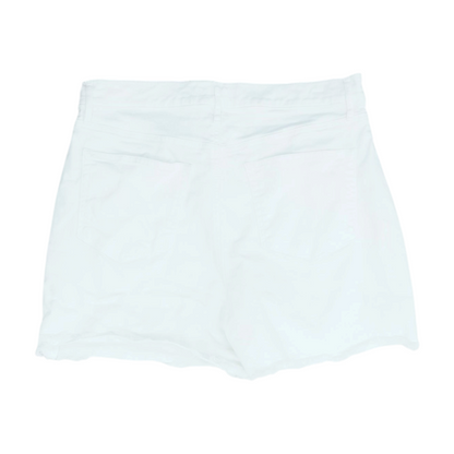 White Solid Denim Shorts