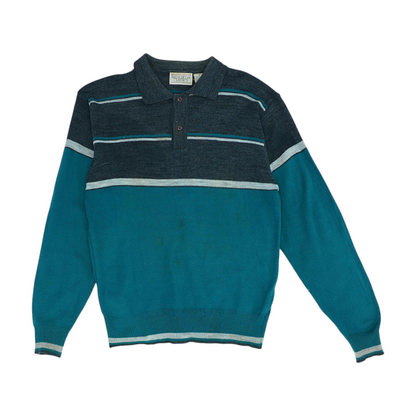 Vintage Gray Color Block Pullover Sweater