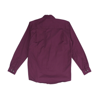 Maroon Solid Long Sleeve Button Down