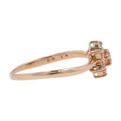 1/2 Ct 18K Rose Gold Flower Shape Cluster Diamond Promise Ring