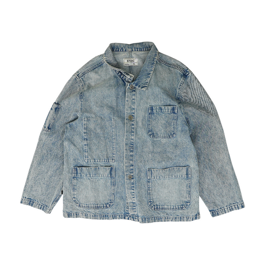 Blue Solid Denim Jacket