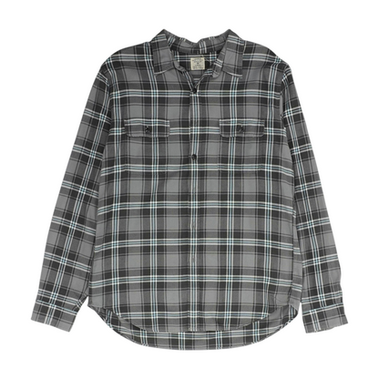 Gray Plaid Flannel Button Down