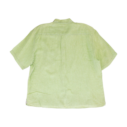 Green Solid Short Sleeve Button Down