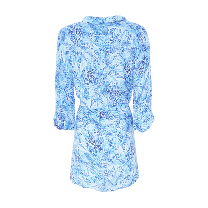 Blue Animal Print Mini Dress
