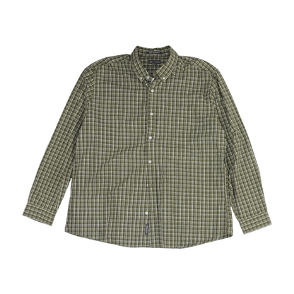 Green Plaid Long Sleeve Button Down