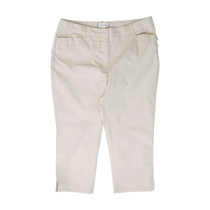 Beige Solid Casual Capris