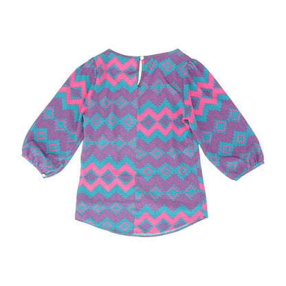 Pink Geometric 3/4 Sleeve Blouse