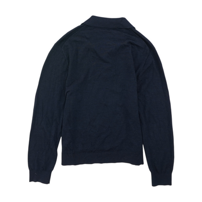 Navy Solid Long Sleeve Polo