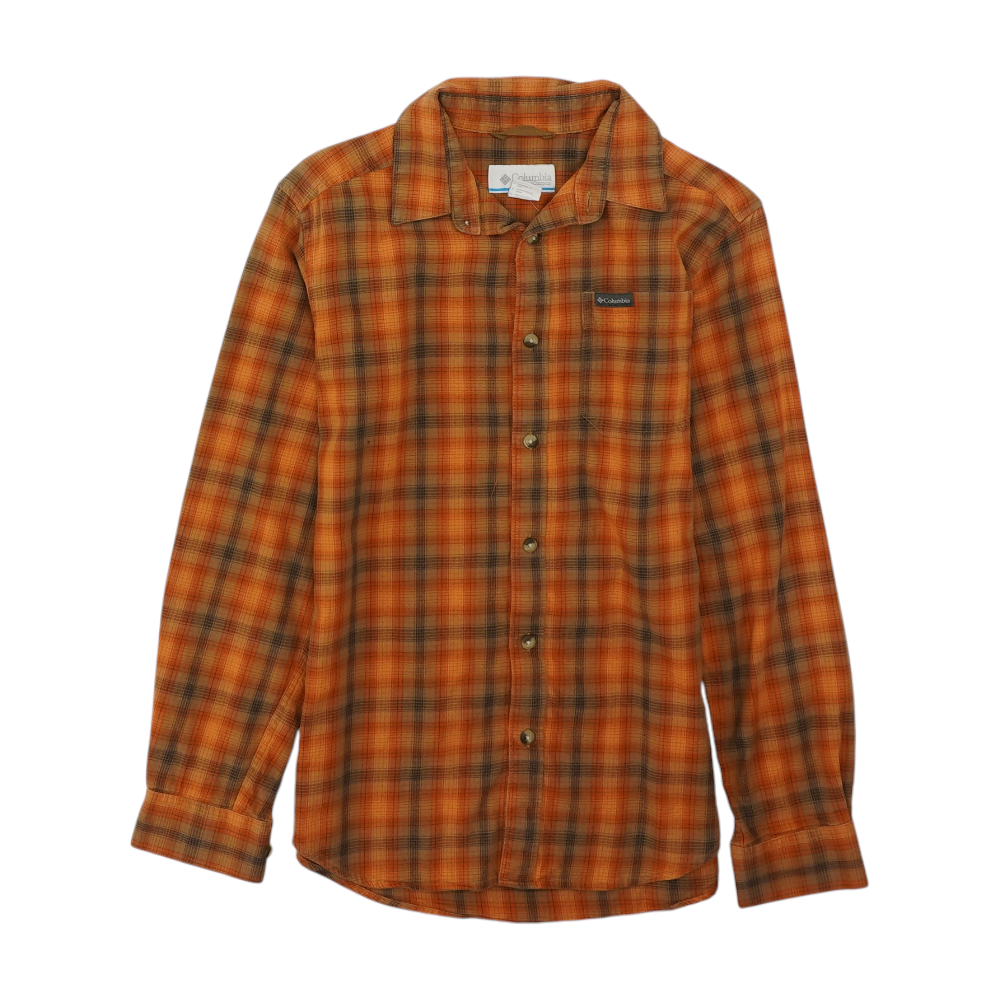 Orange Plaid Flannel Button Down