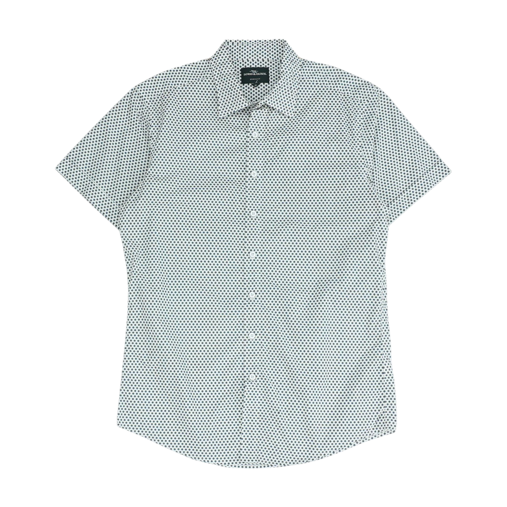 White Floral Short Sleeve Button Down