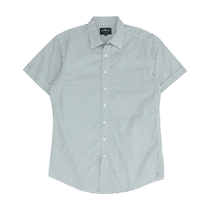 White Floral Short Sleeve Button Down